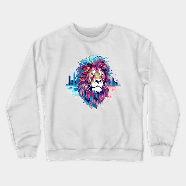 Lion Beast Animal World Predator Wild Nature Wilderness Crewneck Sweatshirt by Cubebox